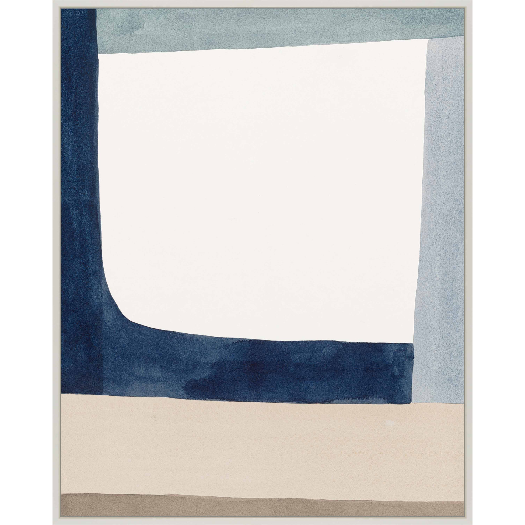 Composition In Blue 1 by Julia Balfour, 25" H x 20" W x 1.38" D, White Framed Canvas
