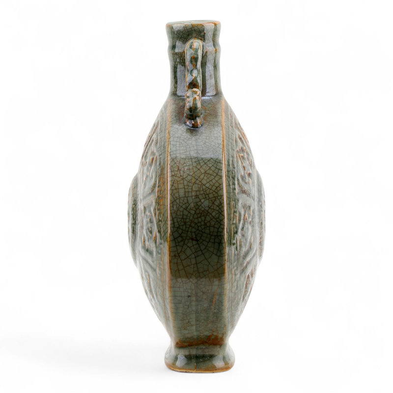 Porcelain Moon Vase with Relief Motifs