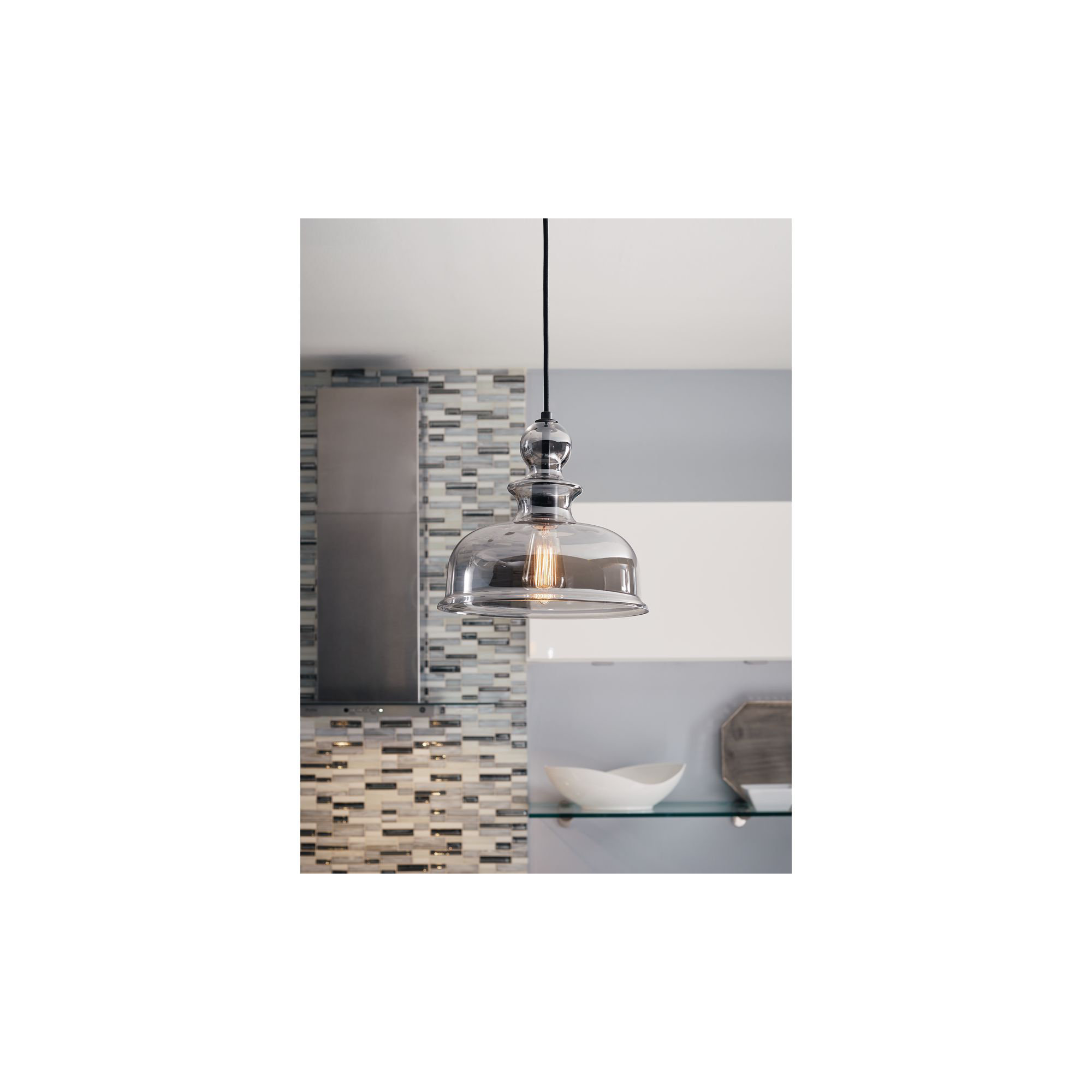 Tilden Single Light Glass Dimmable Pendant, Graphite, Smoke