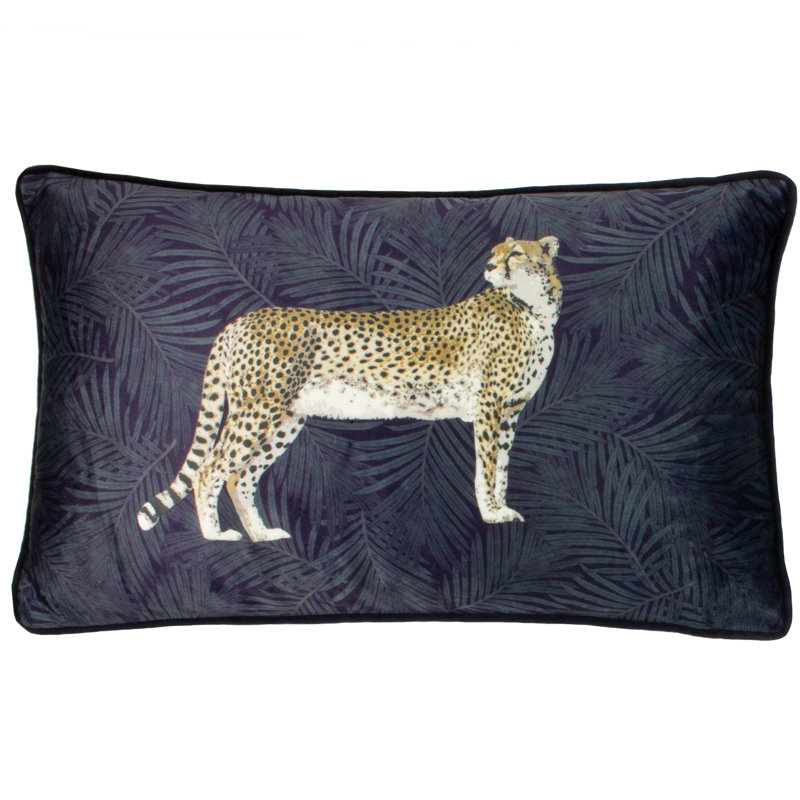 Quaniece Rectangular Cushion, Navy, Polyester/Polyfill
