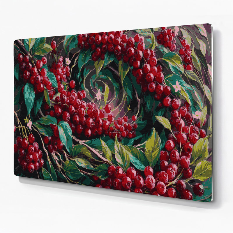 Art mural en métal «Fruit Lingonberry», H 11 po x l 14 po