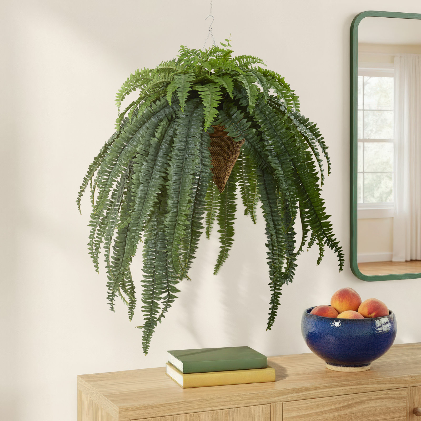Hanging 50'' Faux Fern Plant in Planter
