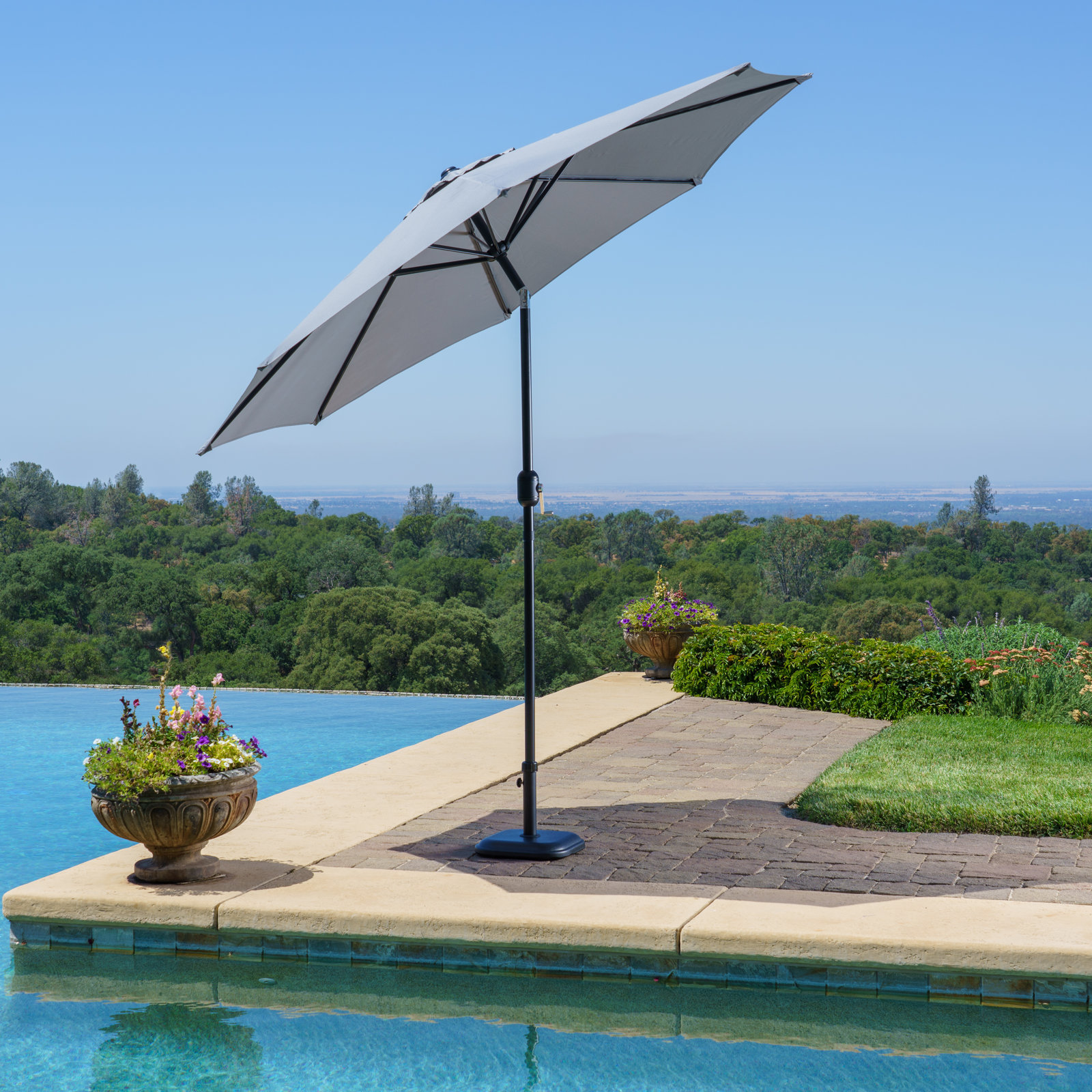 Jemma 9' Diameter Market Umbrella, Gray