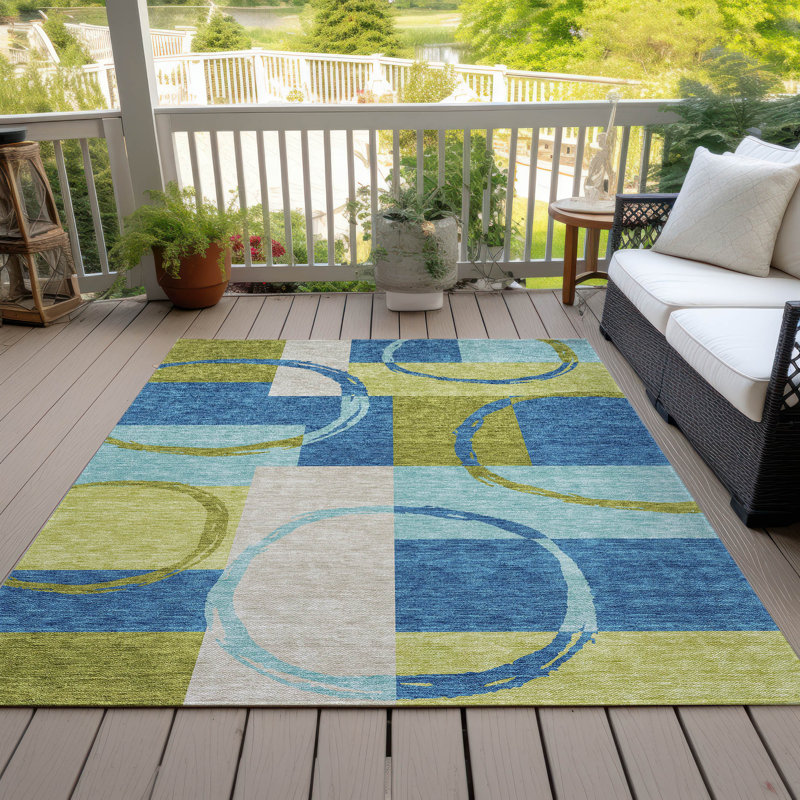 Tapis rectangulaire Aleh avec envers antidérapant, Rectangle 3' x 5'