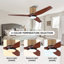 52 po Ventilateur de plafond encastré 3 pales en bois massif avec lumière DEL-1162464964-1163546779