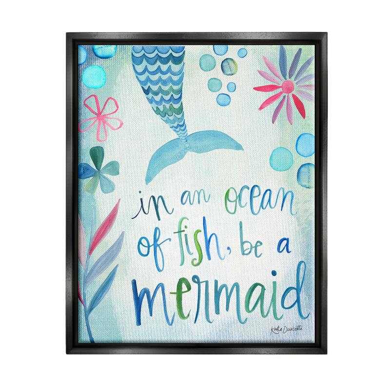 Be a Mermaid, Cadre flottant noir de jais, H 21 po x l 17 po x P 1,7 po