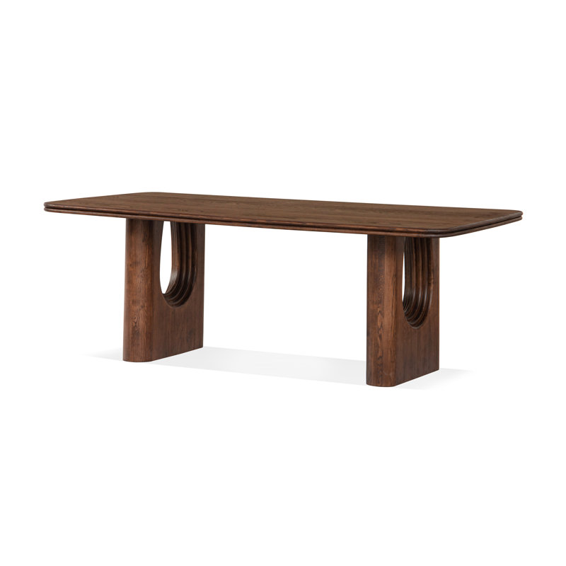Brown Reclaimed Wood Rectangular Dining Table with Arched Legs