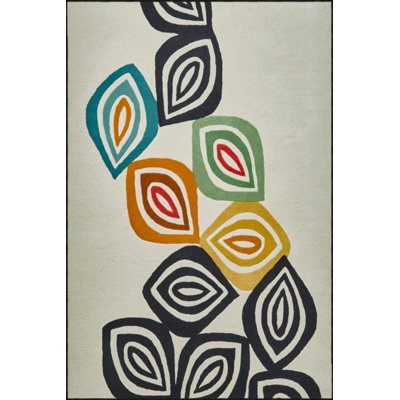 Multi Color Eyed Pattern Woven Base Machine Washable Area Rug