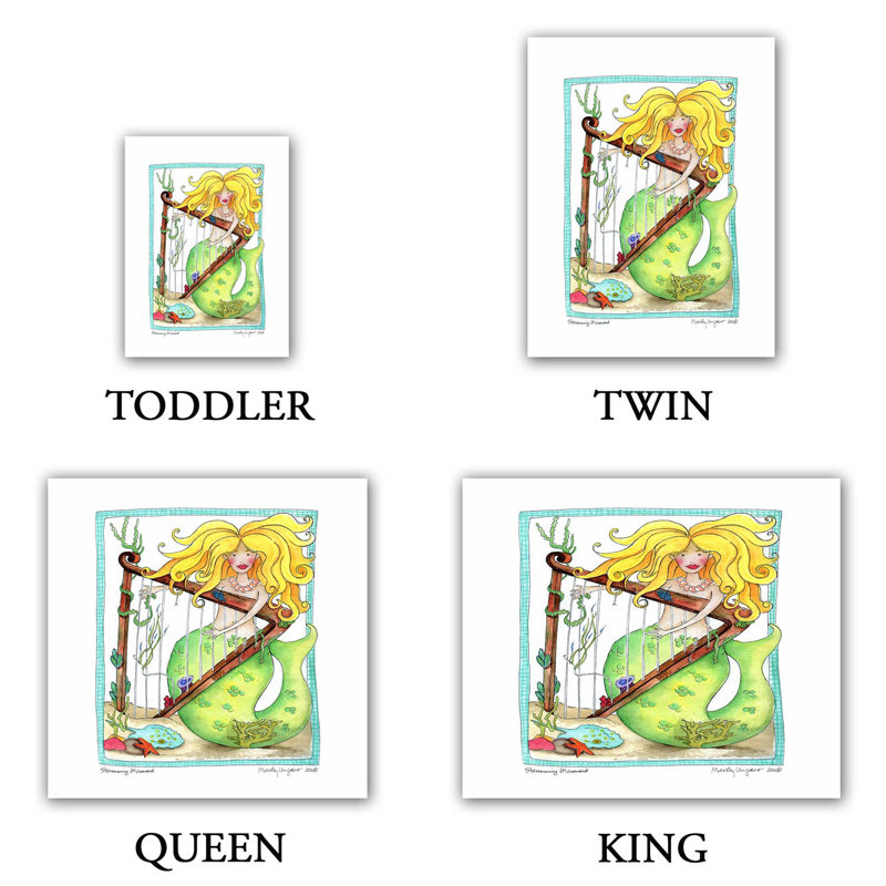 Ensemble de housse de couette strumming sirène, 1 housse de couette grand + 2 taies standards
