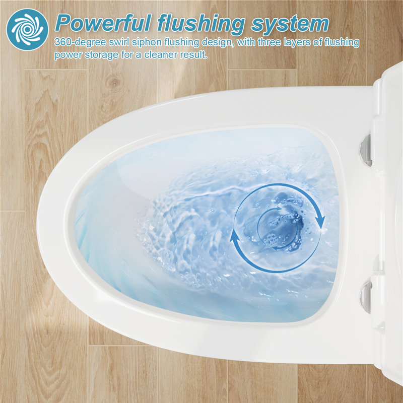 1.1/1.28 GPF Dual-Flush Elongated One-Piece Toilet, Water Sense Certified, Comfort Chair Height with Antimicrobial Glazed Surface (Seat Included)