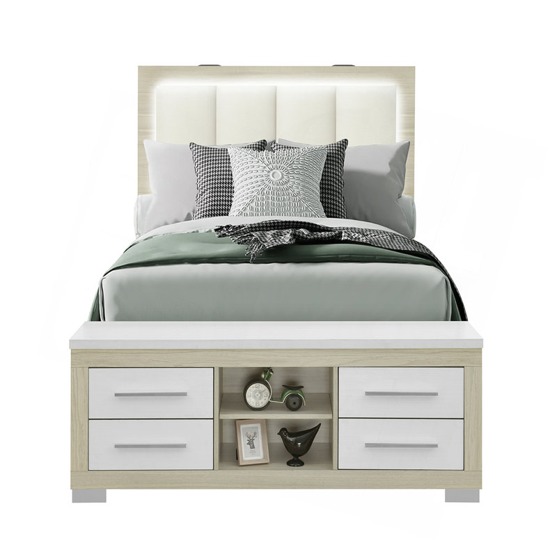 Messa Natural-White Bed, Full, White/Natural