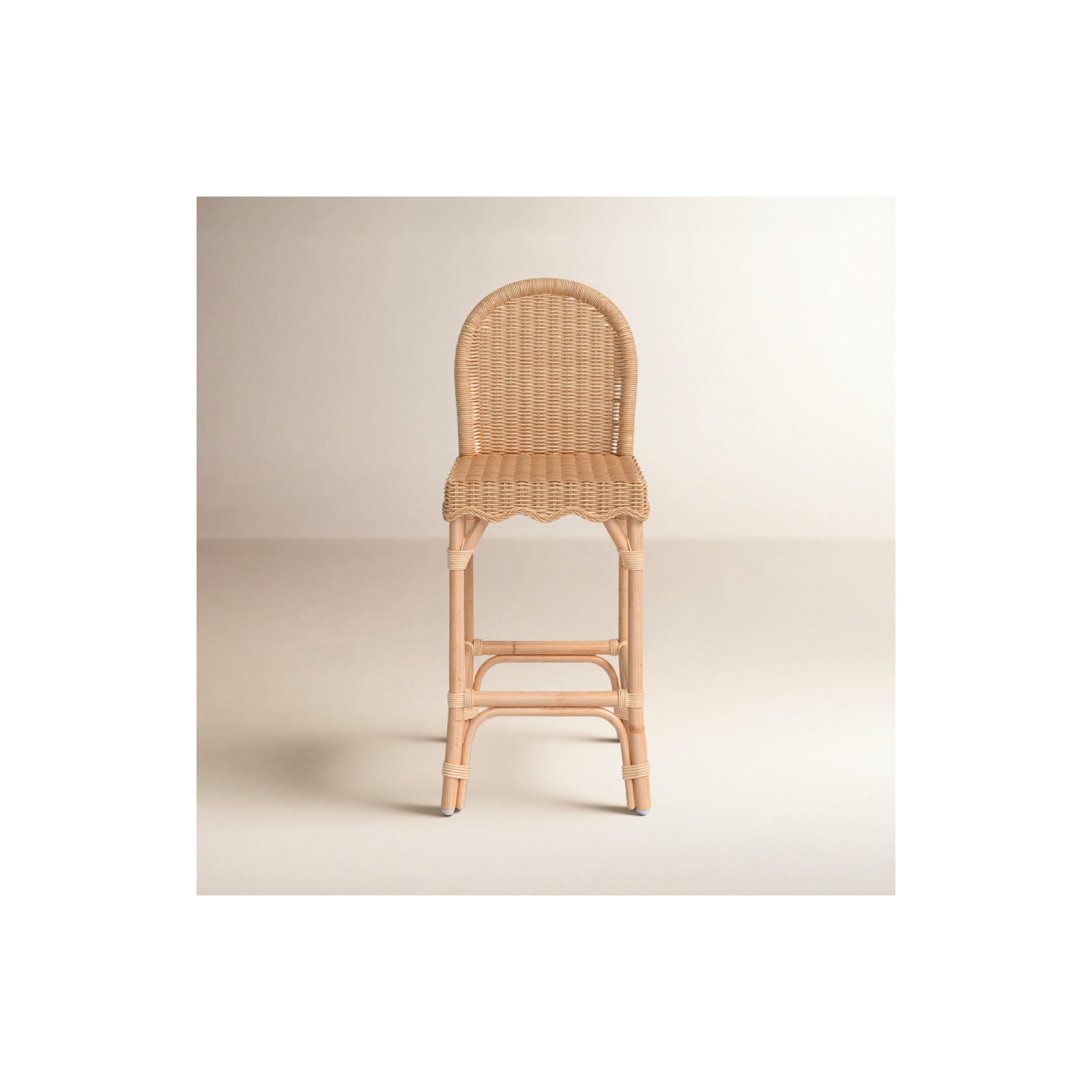 Lacie Rattan Scalloped Bar Stool, Bar Stool (30" Seat Height)
