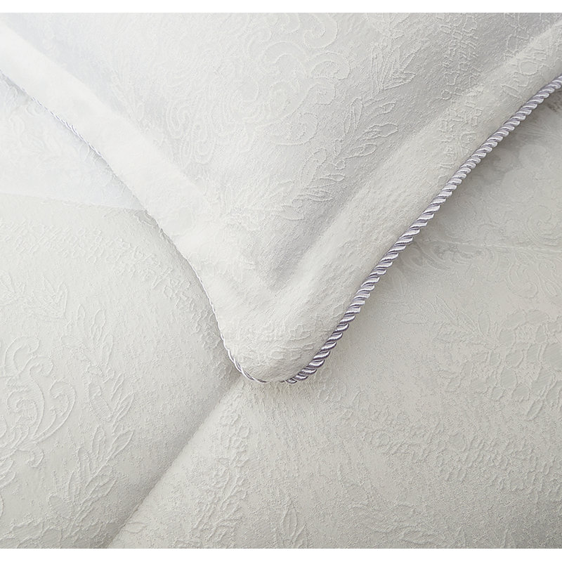 Bridal Jacquard Bedspread With Pillow Sham  Floral Printed Coverlet, Decorative Luxury All-Season Bedding, Off White