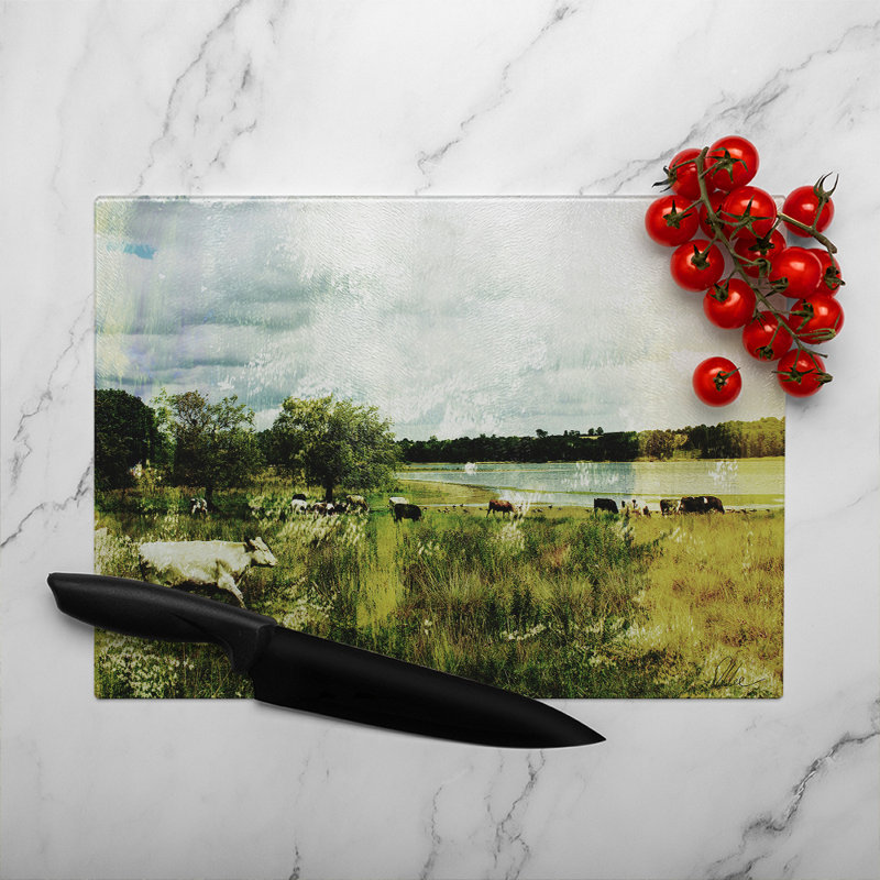 Vintage Cow Glass Chopping Board, 28cm L x 20cm W