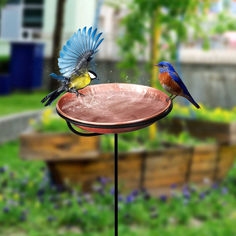 Pure Copper Hand Hammered Bird Bath Feeder Bowl Detachable Outdoor Decor for Garden Backyard Patio and Deck