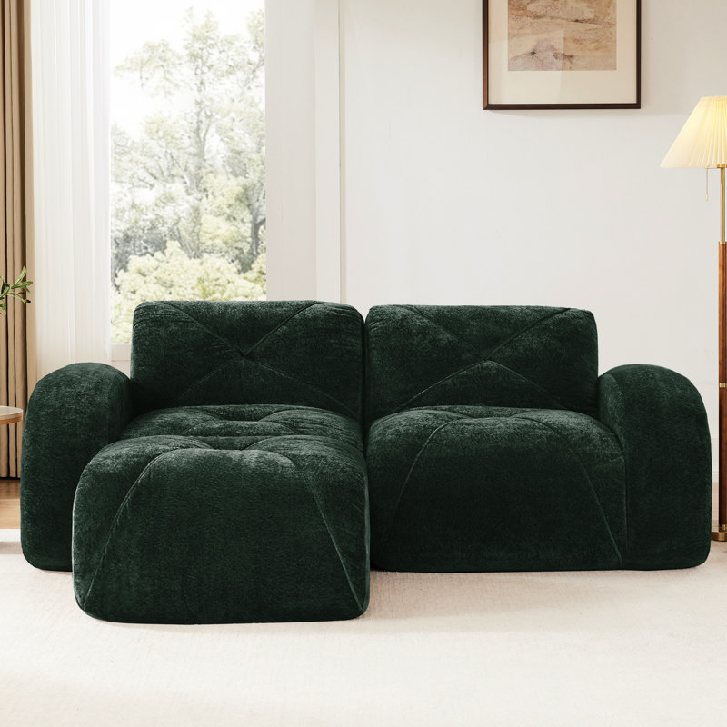 2 désossées en forme de L, recouvertes de velours ultra doux, coussins, mousse 32d haute densité, sans assemblage, base coulissante, mobile pour se détendre avec des coussins, assemblage requis, dessous, salon multifonctionnel