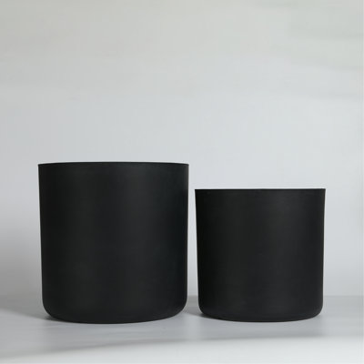 Set Of 2 Round Concrete Planter, Outdoor Indoor Rustic Decorative Planter Pots With Drainage Holes For Home, Garden, Patio