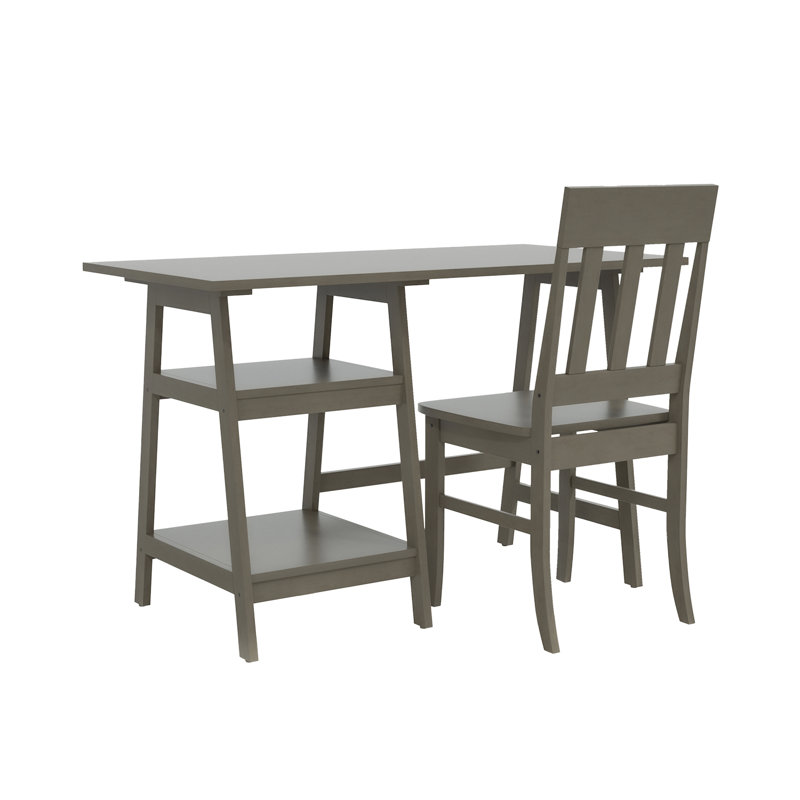 Jamonte Multifunctional Simple 2 Shelf Writing Desk with Chair, Grey