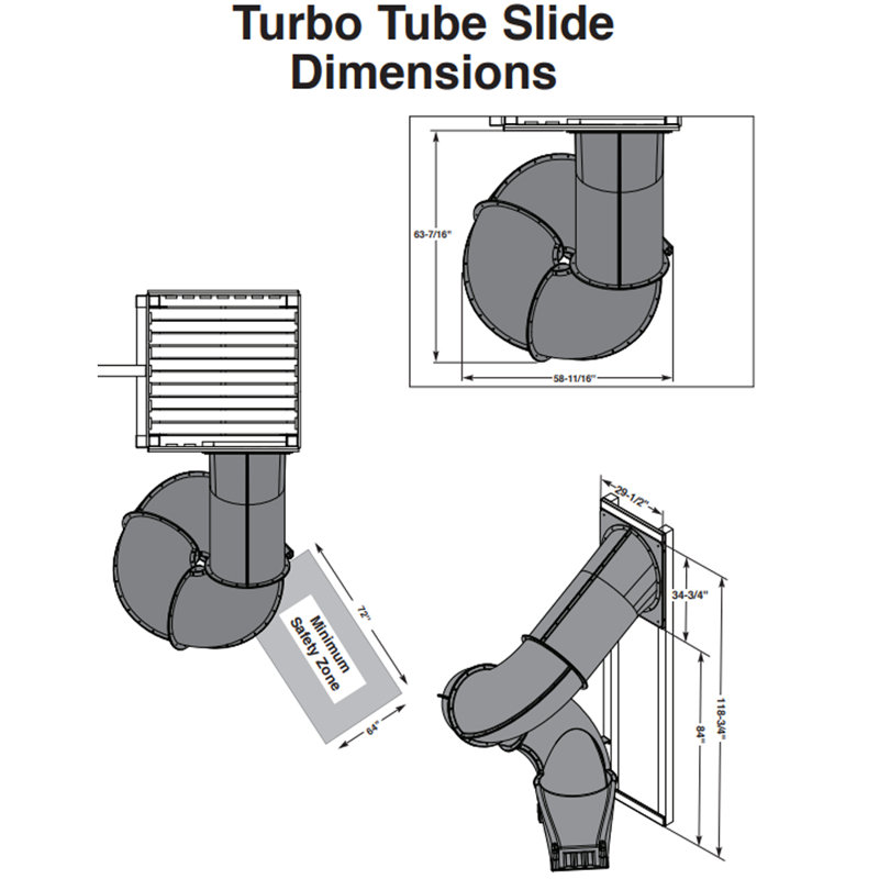 Turbo Spiral Slide for 7' Deck, Blue, Blue