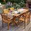 Ensemble de salle à manger 7 pièces en bois d'acacia avec table extensible et 6 chaises, teck