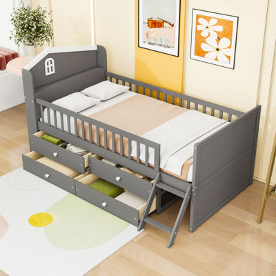 Twin Bed With 4 Drawers And Guardrail