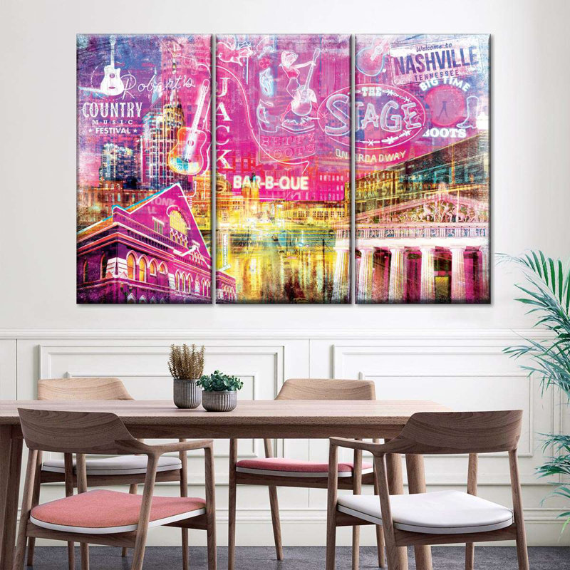 Ensemble de 3 pièces grunge Nashville, H 24 po x l 38 po x P 1,25 po
