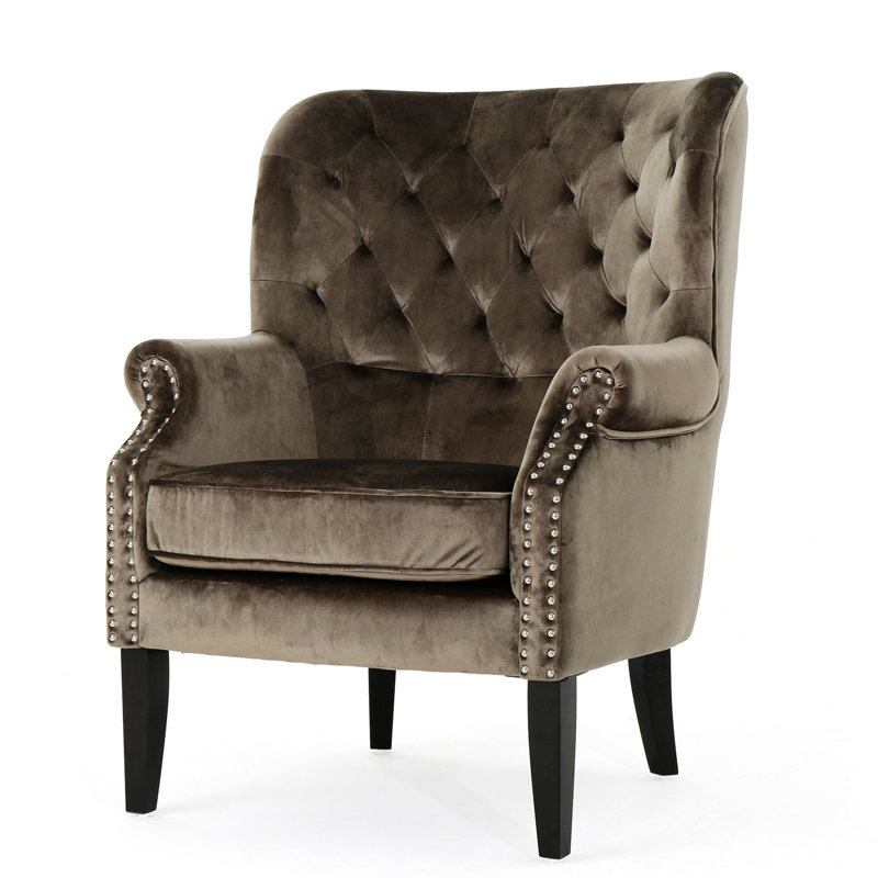 Dalayla Velvet Club Chair, Dalayla Grey Velvet