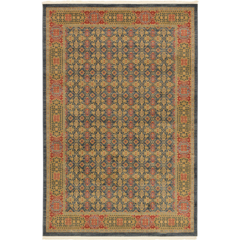 Tapis oriental jaune / rouge Ophelia, Rectangle 6 pi 1 po x 9 pi