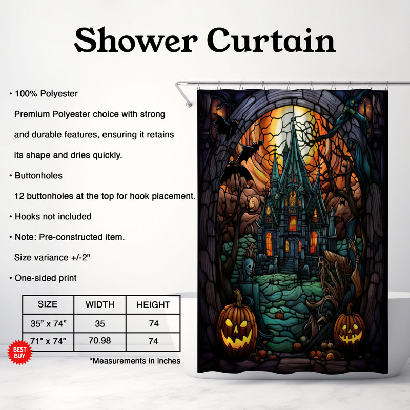 Mosaic Spooky Art - 1 Piece Standard Shower Curtain, H 74 po x l 71 po