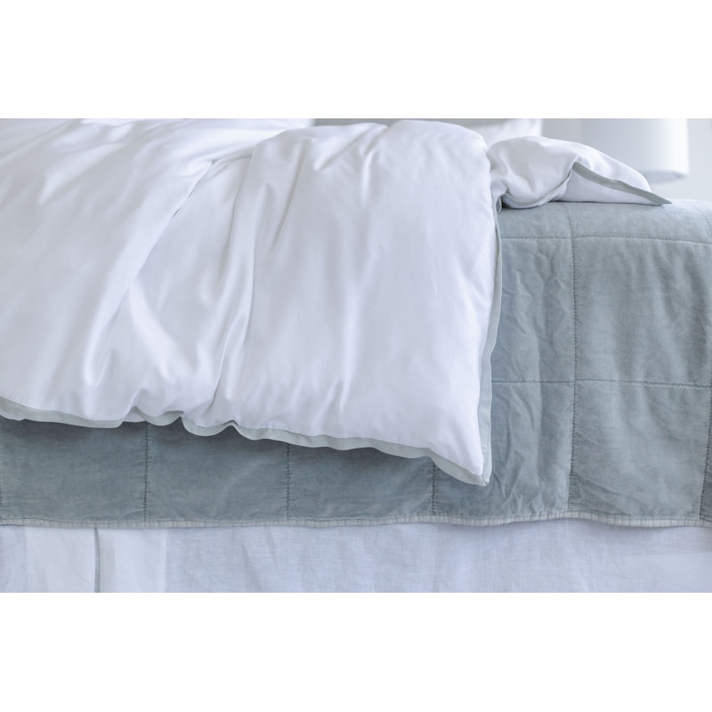 Langston Duvet Cover, White/Seaglass, Queen Duvet Cover + 2 Standard Shams