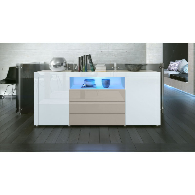 Aarib 167cm Sideboard, White (glossy)/Sand grey (glossy), Yes