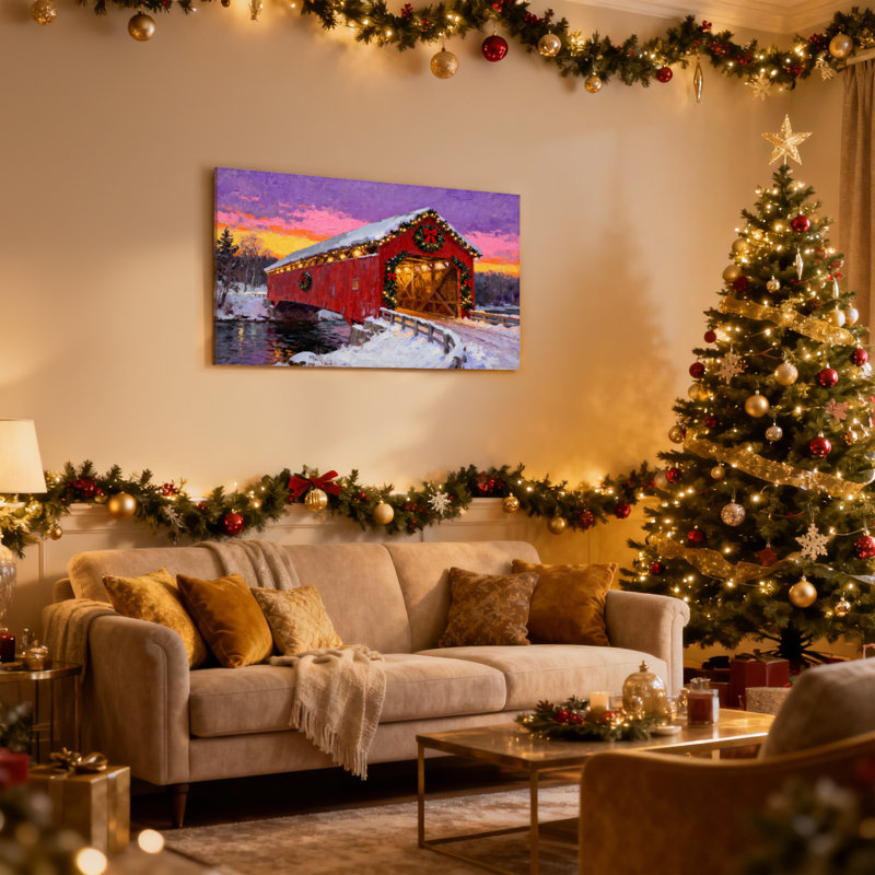 Ensemble de 3 reproductions d'art sur toile, "Christmas", H 16 po x l 24 po