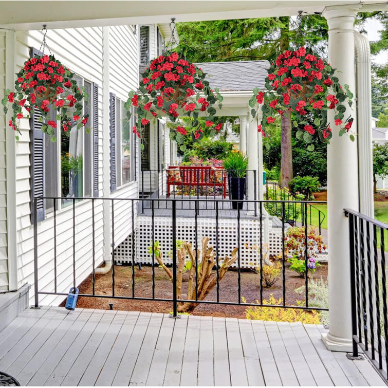 Primrue Silk Hanging Basket Arrangement in Basket - Wayfair Canada