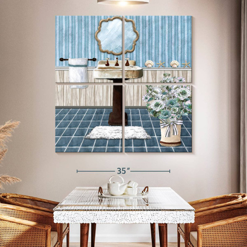 Senne Teal Sink Revisit, 50" H x 50" W