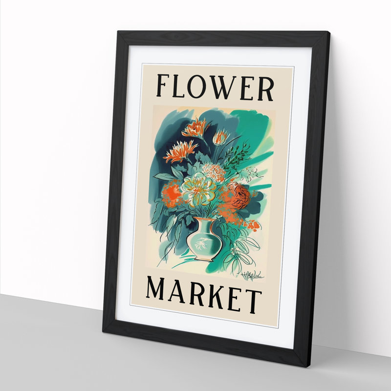 Antique Flower Market Exhibition No.4 - Single Picture Frame Print on Wood, 34cm H x 25cm W x 2cm D