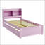 Lit simple avec lit gigogne et bibliothèque, lit plateforme, rose