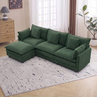 Canapé modulaire en L avec repose-pieds mobile pour salon, chambre à coucher, espace compact
