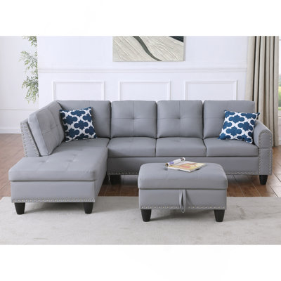 Canapé modulaire en similicuir avec repose-pieds Irine