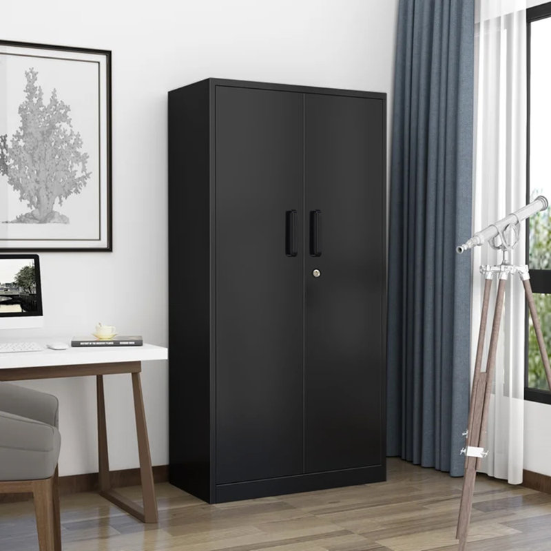 Delvale Steel Single Storage Cabinet ( 70.87'' H x 31.5'' W x 15.7'' D), Black