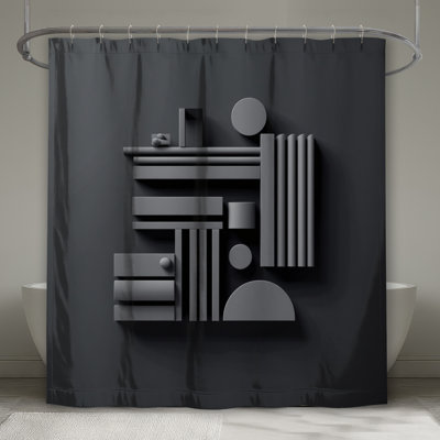 Gray Geometric Shapes Shower Curtains Extra Long
