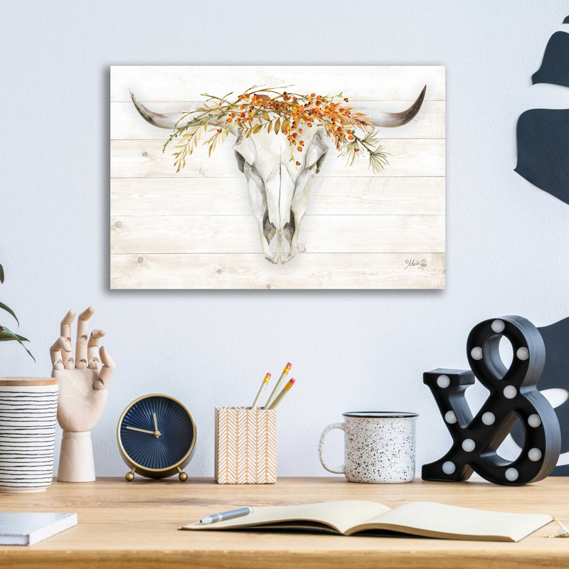 «Fall Steer Skull» par Marla Rae, H 12 po x l 16 po x P 0,13 po