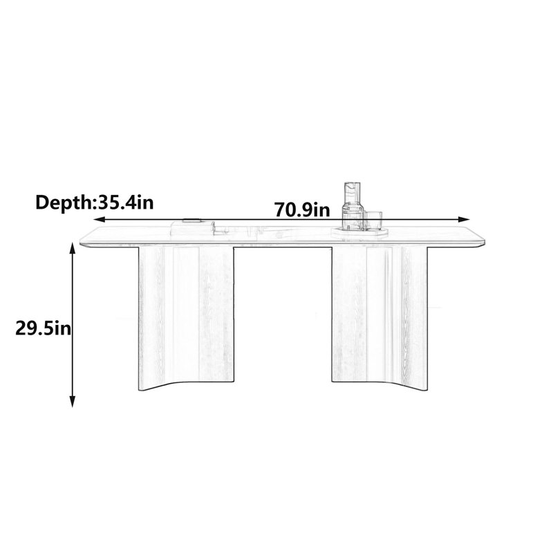 Luxury Sintered Stone Table, 29.5" H x 70.9" W x 35.4" D