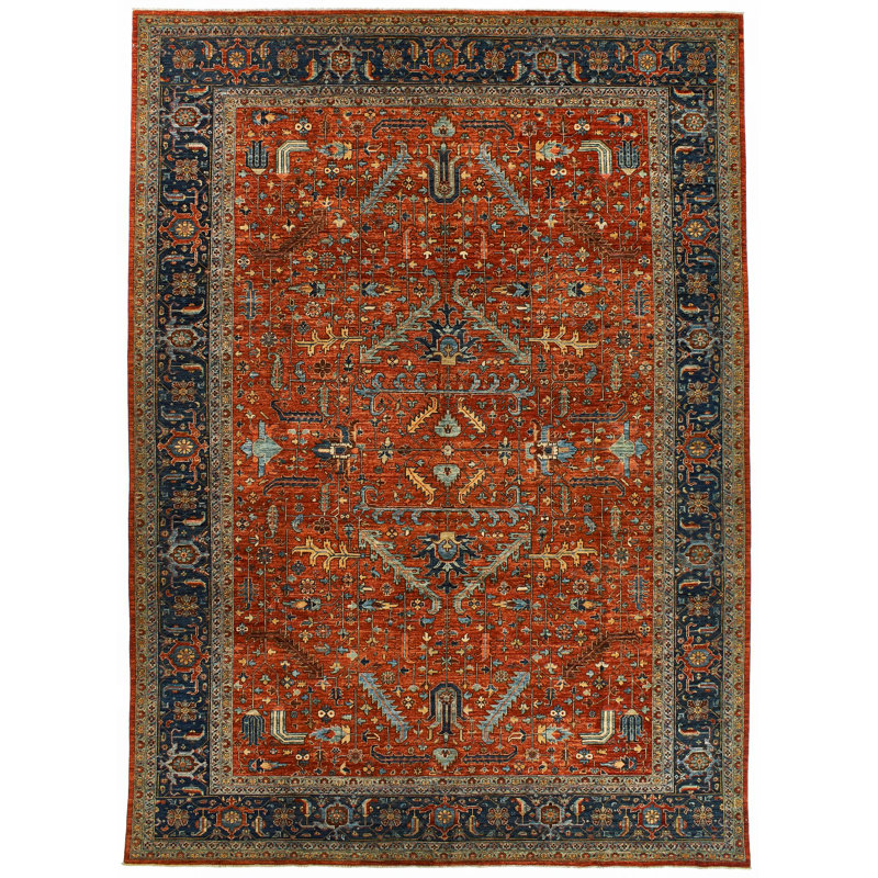 10x14 Red and Navy Anatolian Traditional Rug