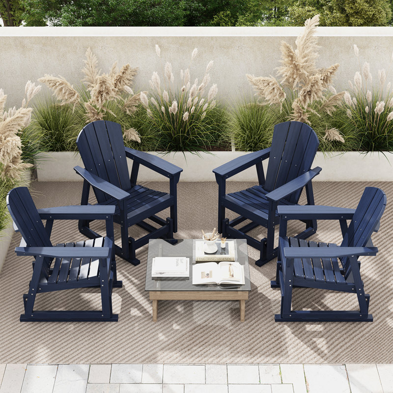 Fauteuil oscillant en PEHD Adirondack, Bleu, 4