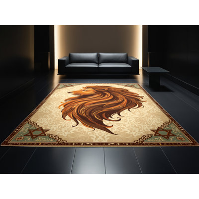 Tapis oriental doux et moelleux à motif oriental brun et classique Estaugh