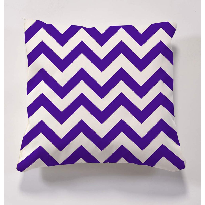 Askegard Indoor / Outdoor Chevron Square Throw Cushion, Purple/White