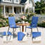 Chaises de patio empilables, tissu Textilène durable avec accoudoirs, cadre en métal robuste, chaises de salle à manger d'extérieur ergonomiques à séchage rapide pour la cour arrière et le bord de la piscine (bleu marine, 4 pièces)-109080136-126637970