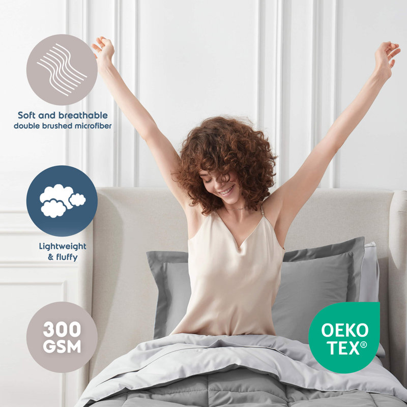 Twin Grey Reversible Microfiber Bed in a Bag Set