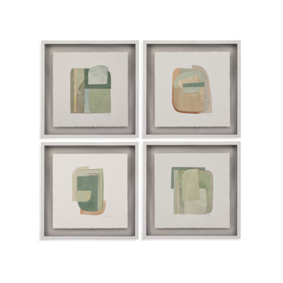 Ensemble de 4 boîtes-cadres flottantes abstraites pastel