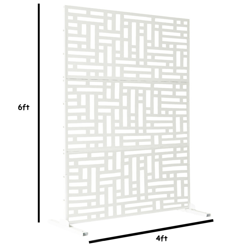 Paravent autoportant en métal 6 pi x 4 pi, Forme de brique, Blanc
